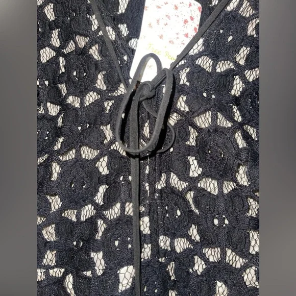 Free People Back to Black Crochet Mini Dress 4 - Picture 13 of 16